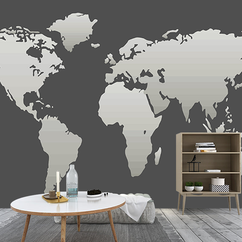 Map Illustration Mural Stain-Resistant Wall Decor for Guest Room, Personalized Size