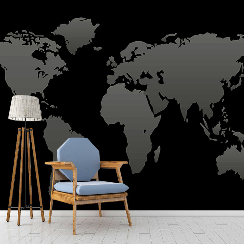 Map Illustration Mural Stain-Resistant Wall Decor for Guest Room, Personalized Size