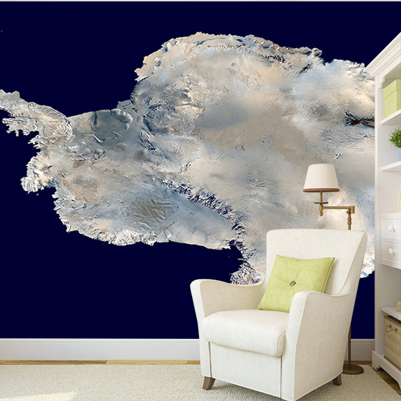 Map Illustration Moisture Resistant Wall Mural Removable Wallpaper for Living Room