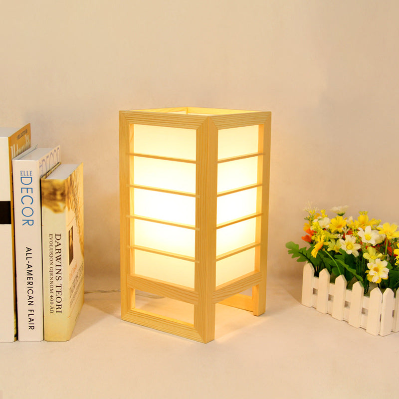 1 Studio della testa Lighting lampada di lettura beige giapponese con tonalità rettangolare in legno