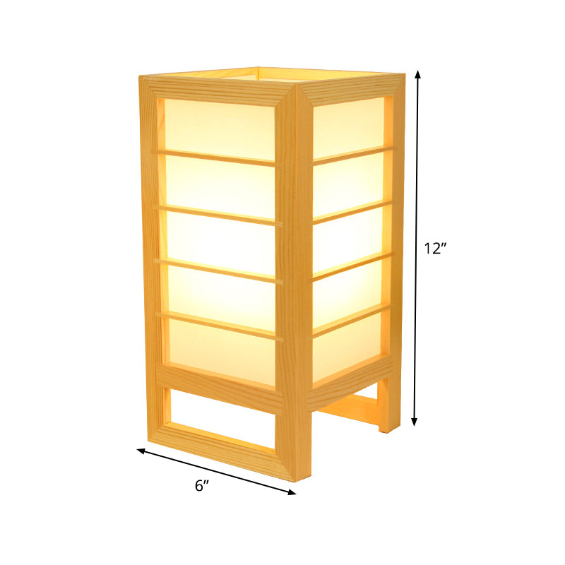 1 Éclairage d'étude à la tête Light Japonais de lecture beige avec une teinte en bois rectangulaire
