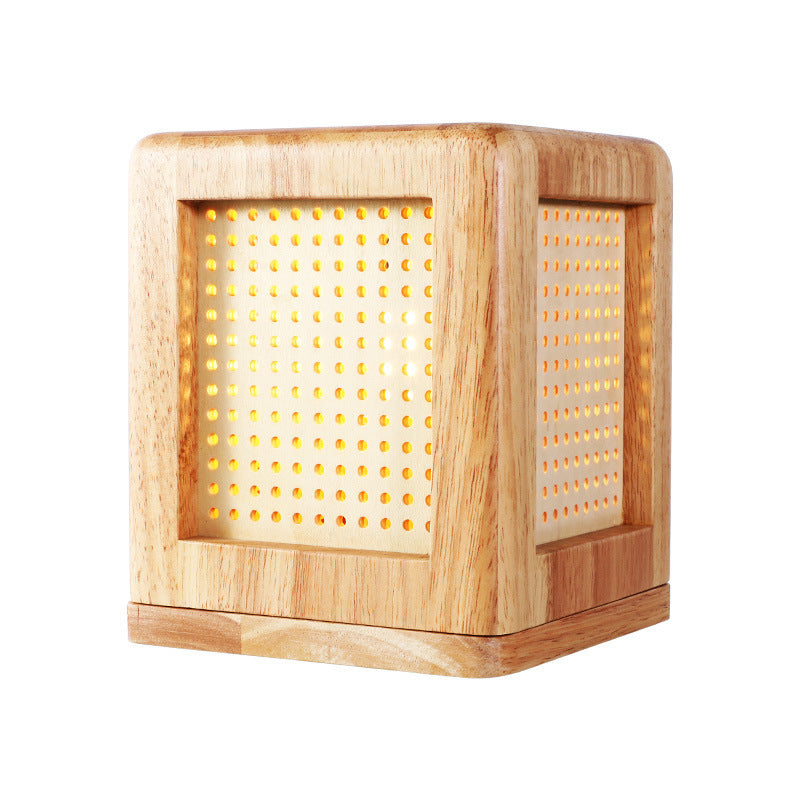 Square Shade Nightstand Lampe Contemporary Wood 1 Bulbe Livre LIVRE LEUR EN BEIGE