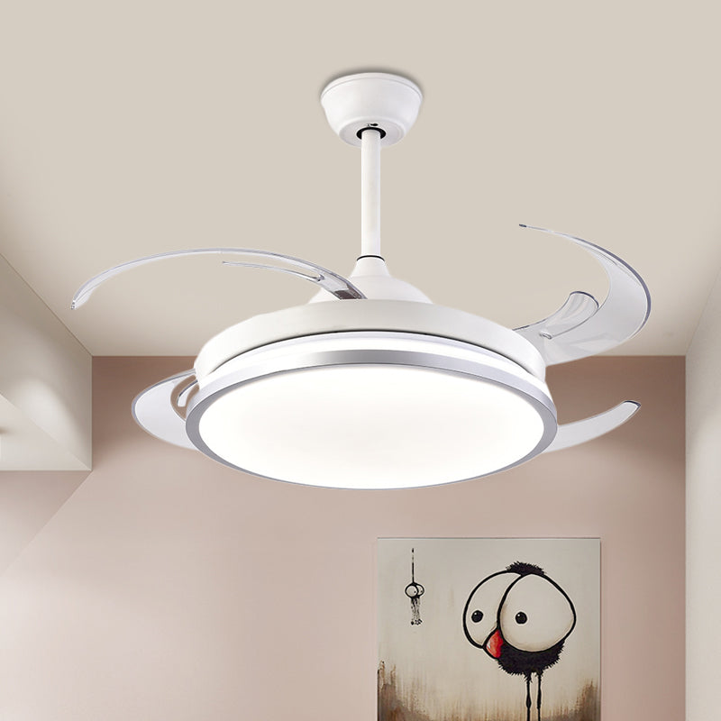 Lámpara de ventilador de techo circular moderna LED METAL SEMI SEMPLA DE MONTAJE EN BLANCO CON 8 HOJAS PARA DORMITORIO, 48 "W