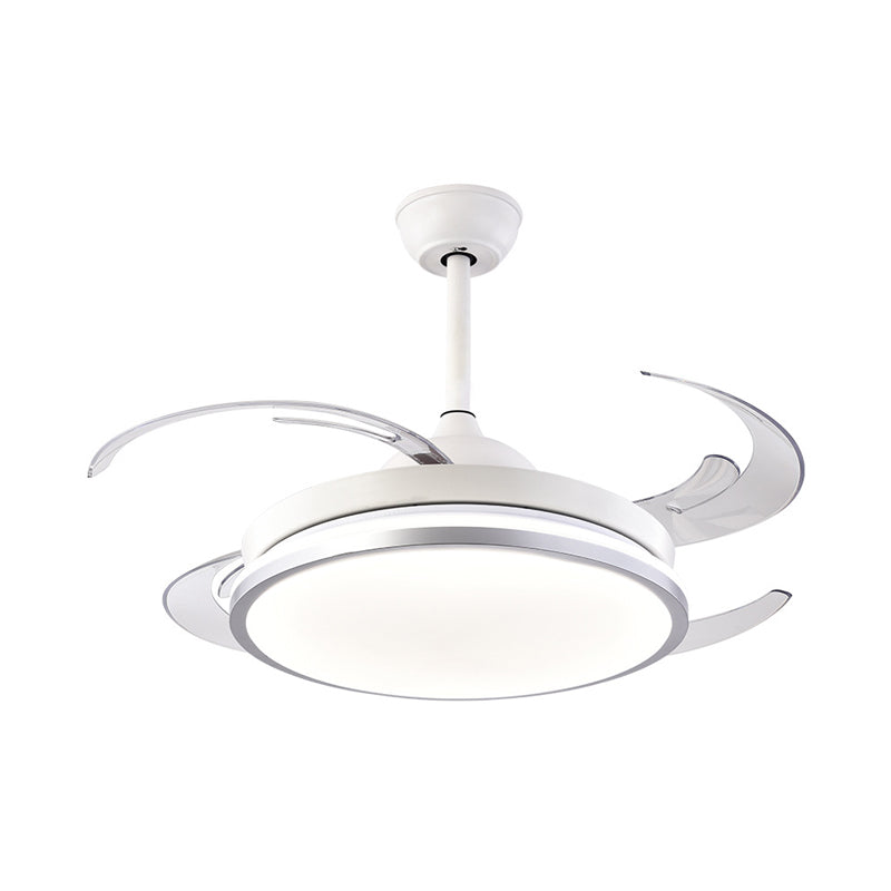 Lámpara de ventilador de techo circular moderna LED METAL SEMI SEMPLA DE MONTAJE EN BLANCO CON 8 HOJAS PARA DORMITORIO, 48 "W