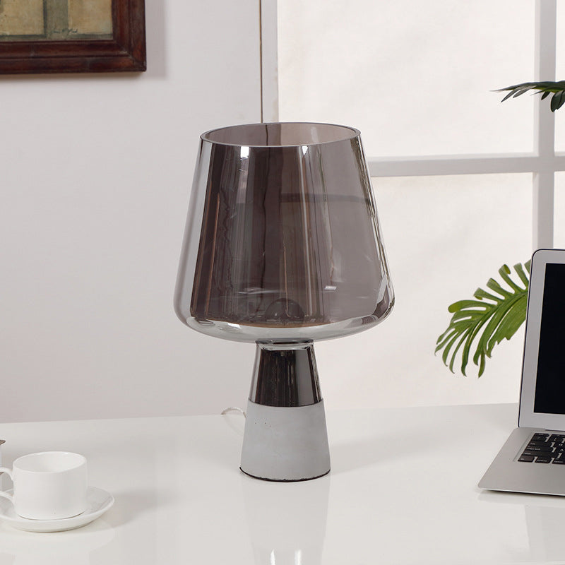 Tapered Shape Task Lighting Modernism Smoke Grey Glass 1 Bulb Dining Room Table Lamp