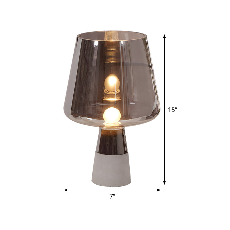 Tapered Shape Task Lighting Modernism Smoke Grey Glass 1 Bulb Dining Room Table Lamp