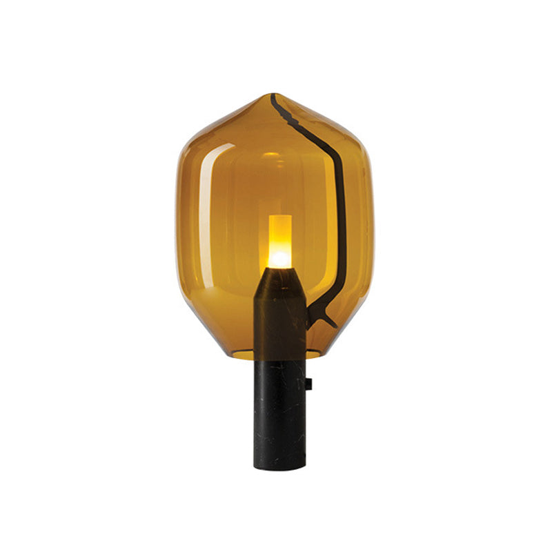 Iluminación de tareas en forma de urna Tan de color bronceado/humo de vidrio gris 1 lámpara de noche de bombilla en negro