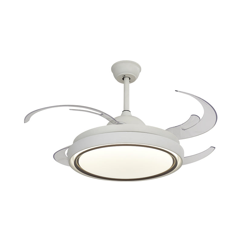 Ring à manger lampe à fans simplicité Métal LED White Semi Flush Mount Lightture avec 8 lames, 48,5 "de large