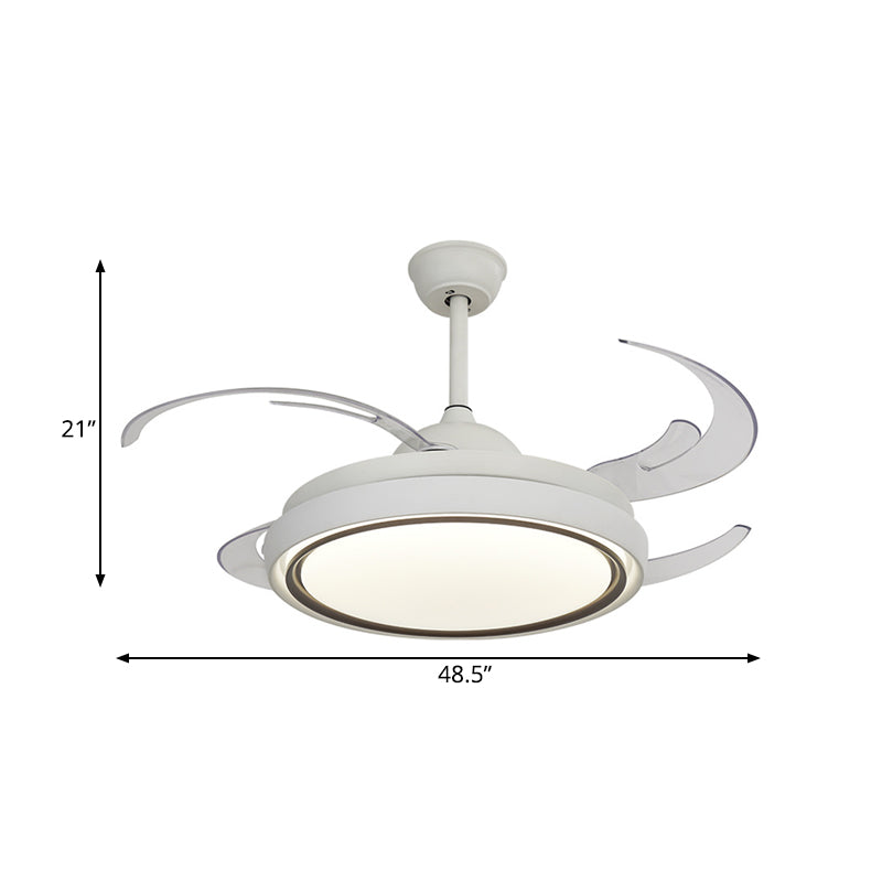 Ring à manger lampe à fans simplicité Métal LED White Semi Flush Mount Lightture avec 8 lames, 48,5 "de large
