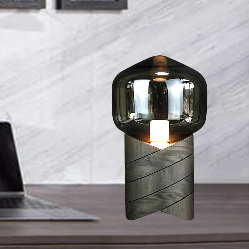 Urne Form Task Leichte moderne graue Glas 1 Glühbirnen -Nachttisch -Lampe mit Harzbasis
