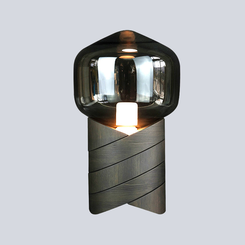 Urne Form Task Leichte moderne graue Glas 1 Glühbirnen -Nachttisch -Lampe mit Harzbasis
