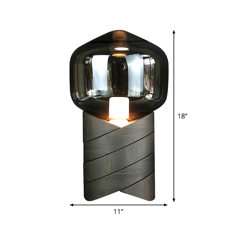 Urne Form Task Leichte moderne graue Glas 1 Glühbirnen -Nachttisch -Lampe mit Harzbasis