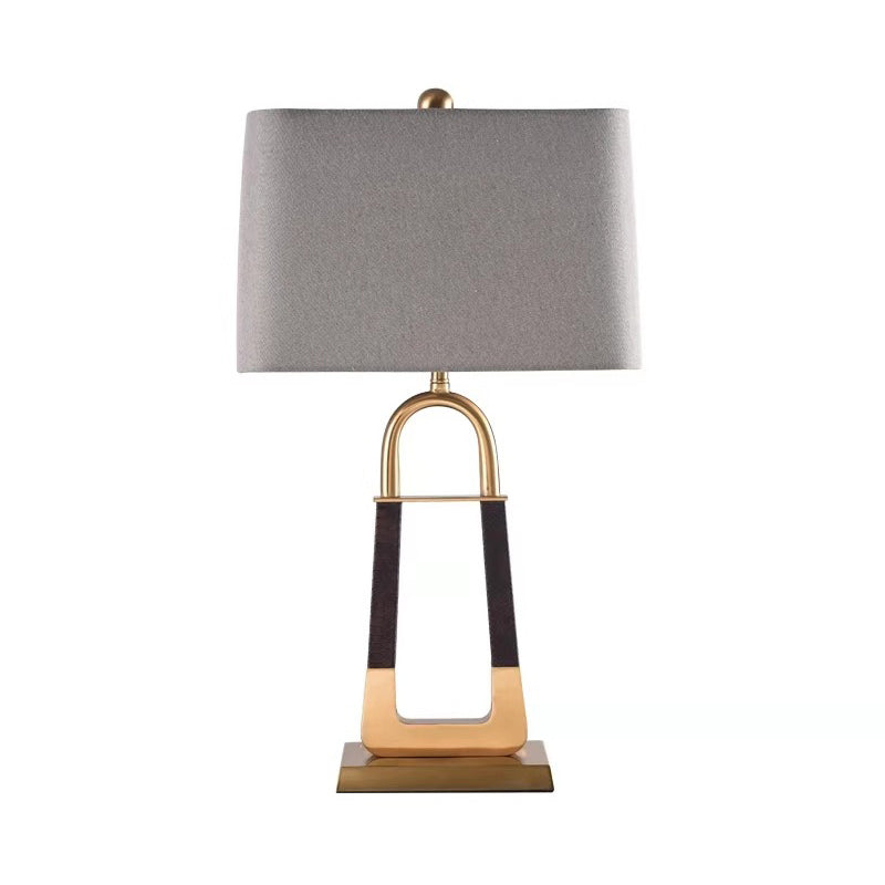 1 Head Bedroom Study Lamp Modern Grey Reading Book Light with Tapered Fabric Shade