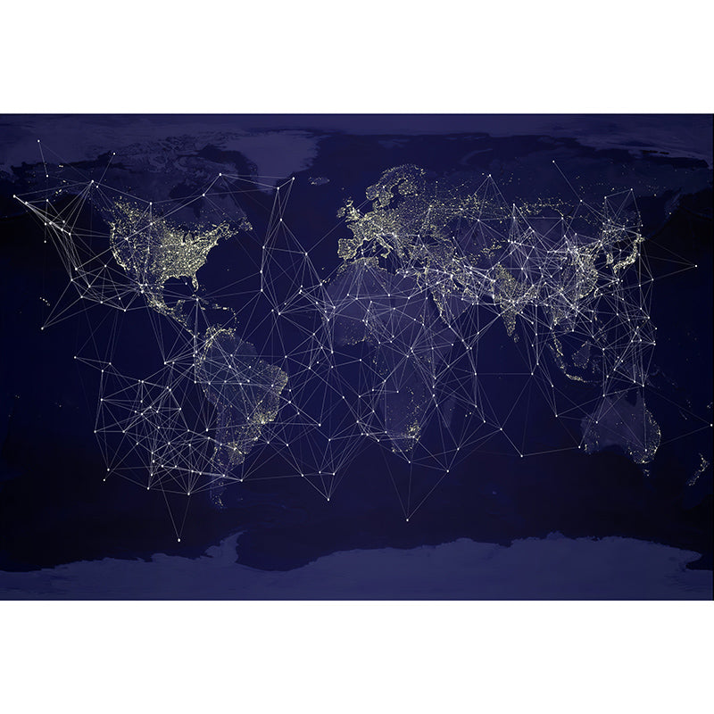 Simple Map Illustration Mural Stain Resistant for Dining Room Wall Decor, Made to Measure