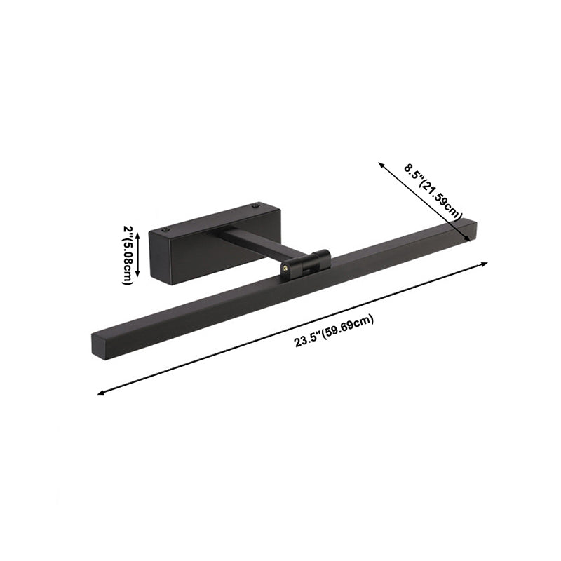 Metal Linear Shade Wall Lighting Modern 1 Light Mirror Wall Mounted Light Fixture in Black