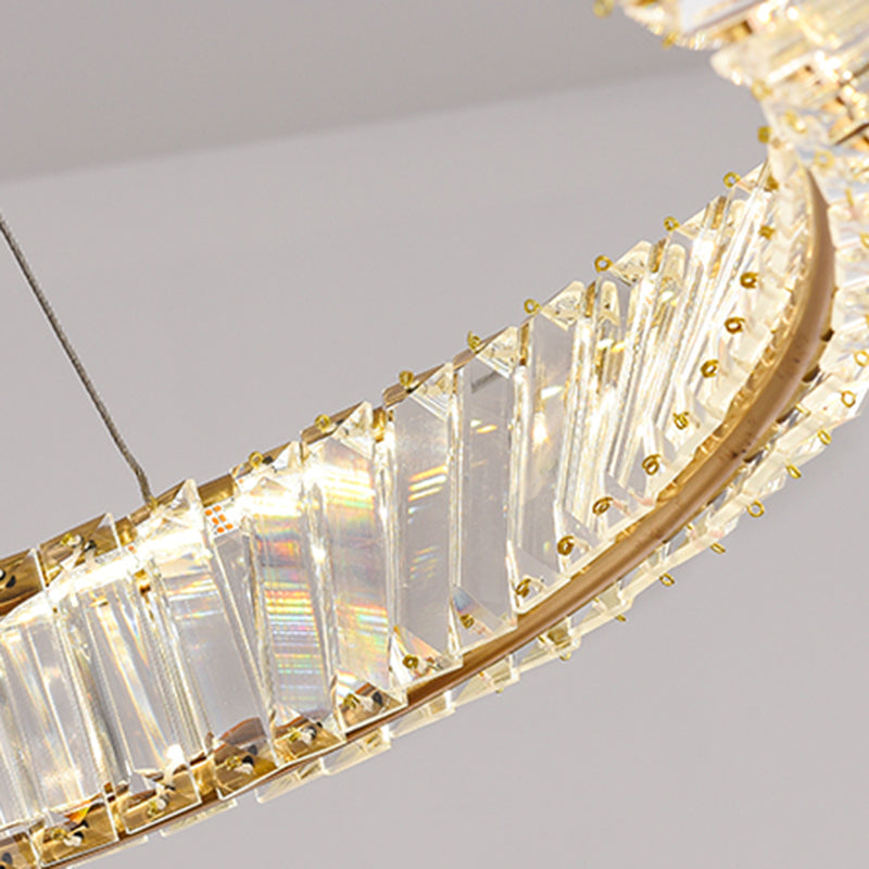Contemporary Luxury LED Pendant Light Crystal Circular Chandelier for Dining Room