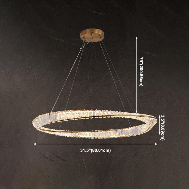Contemporary Luxury LED Pendant Light Crystal Circular Chandelier for Dining Room