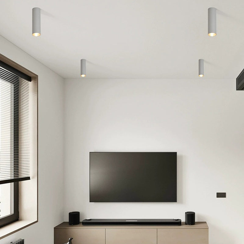 Forma cilindrica LED Lampada da Soffitto Moderna Alluminio 1 Luce Flush Mount per Shop