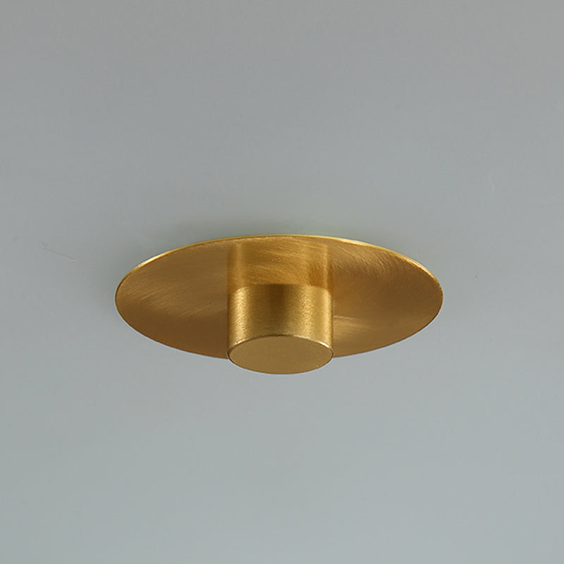 Colonial Style Geometric Ceiling Fixture Copper Flush Mount with Frosted Glass Shade