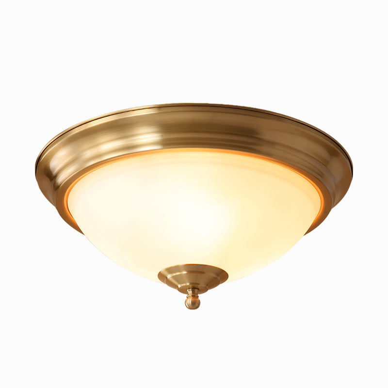 Glas-Bronze-Deckenleuchte im Kolonialstil, Kupferschale, Unterputzmontage für Innenräume