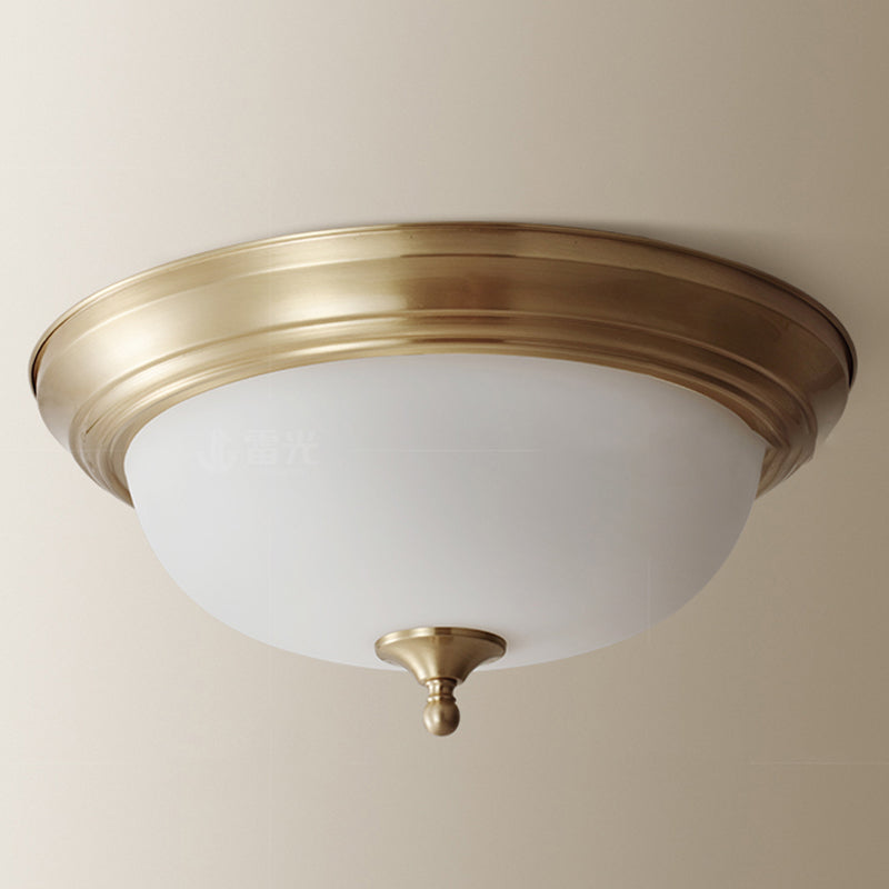 Glas-Bronze-Deckenleuchte im Kolonialstil, Kupferschale, Unterputzmontage für Innenräume