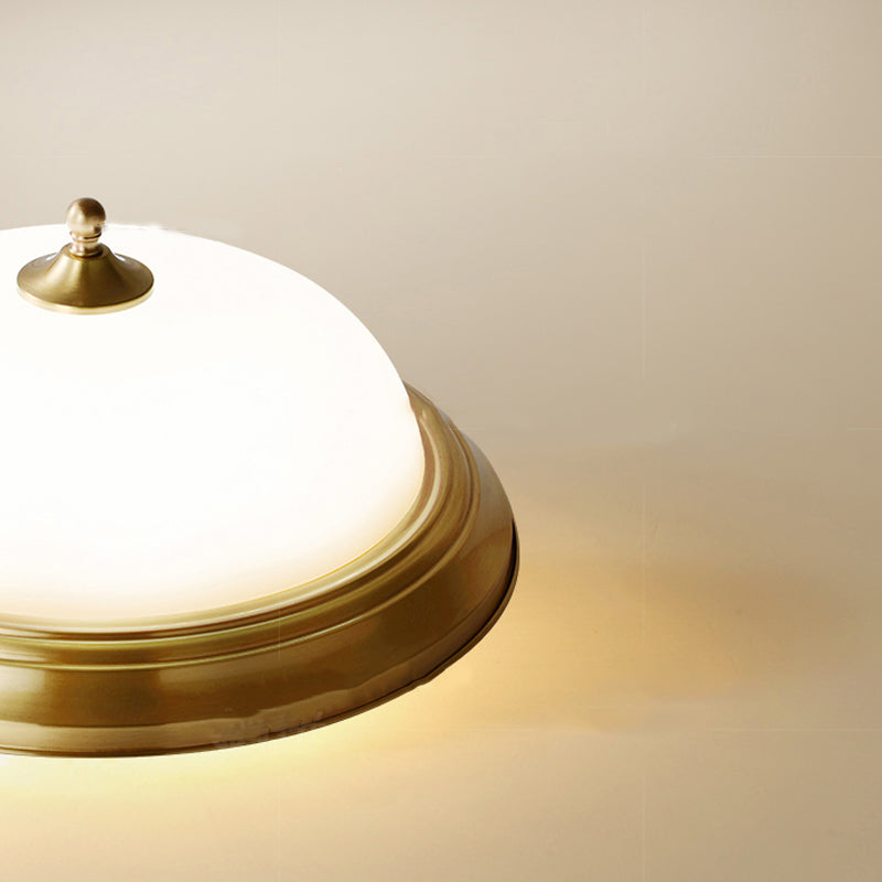 Glas-Bronze-Deckenleuchte im Kolonialstil, Kupferschale, Unterputzmontage für Innenräume