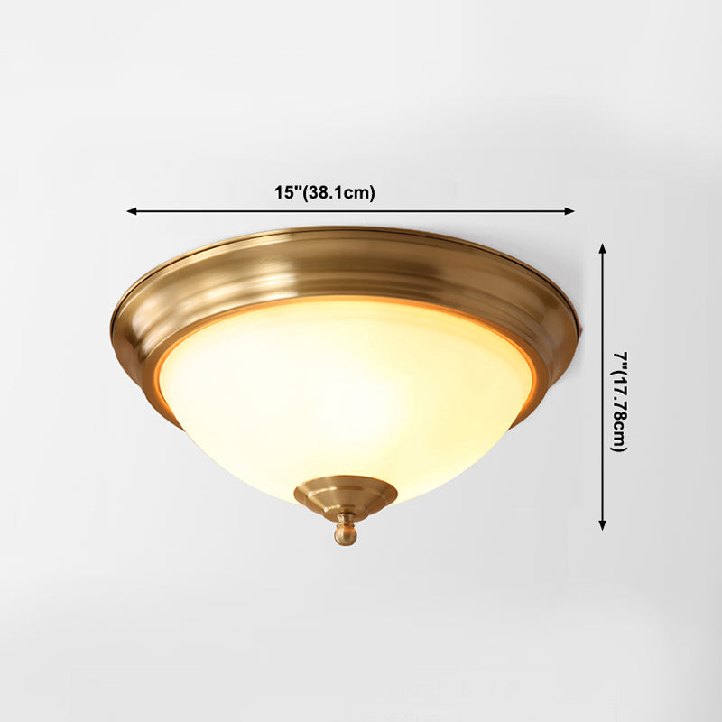 Glas-Bronze-Deckenleuchte im Kolonialstil, Kupferschale, Unterputzmontage für Innenräume