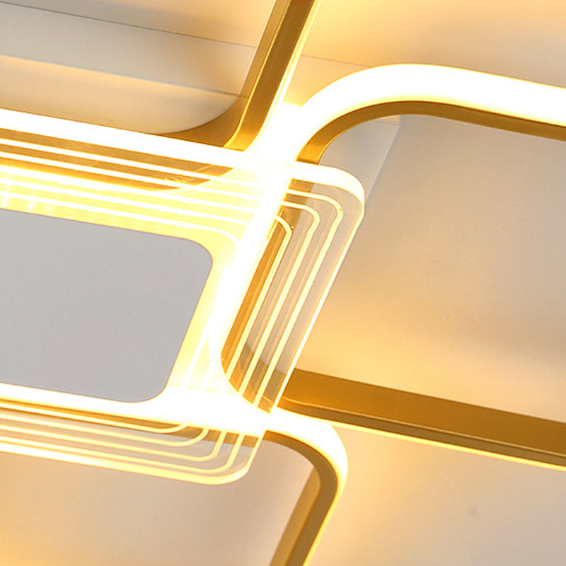 Plafonnier de forme carrée en aluminium moderne, 4 lumières, montage encastré pour salle à manger