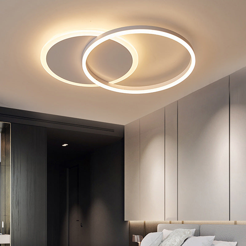 Lámpara de techo LED con forma de anillo, montaje empotrado de 2 luces de aluminio moderno para dormitorio