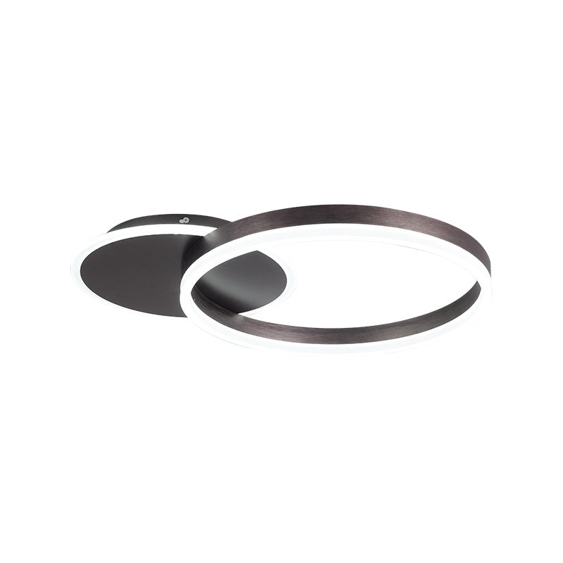 Lámpara de techo LED con forma de anillo, montaje empotrado de 2 luces de aluminio moderno para dormitorio