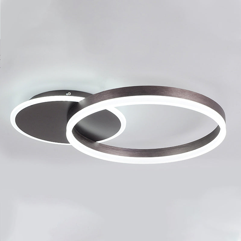 Lámpara de techo LED con forma de anillo, montaje empotrado de 2 luces de aluminio moderno para dormitorio