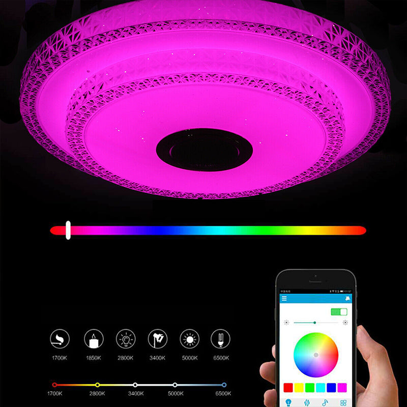 Lámpara de techo inteligente de forma redonda, hierro moderno, 1 luz, montaje empotrado para dormitorio