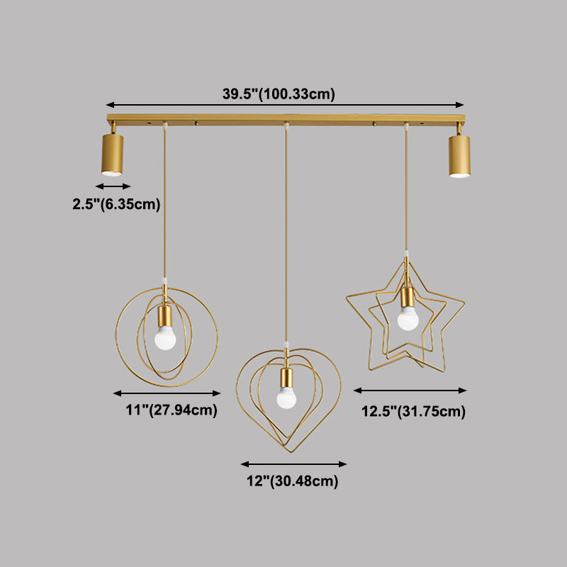 3 Light Cylinder Island Light Modern Metal Island Light Fixture in Gold