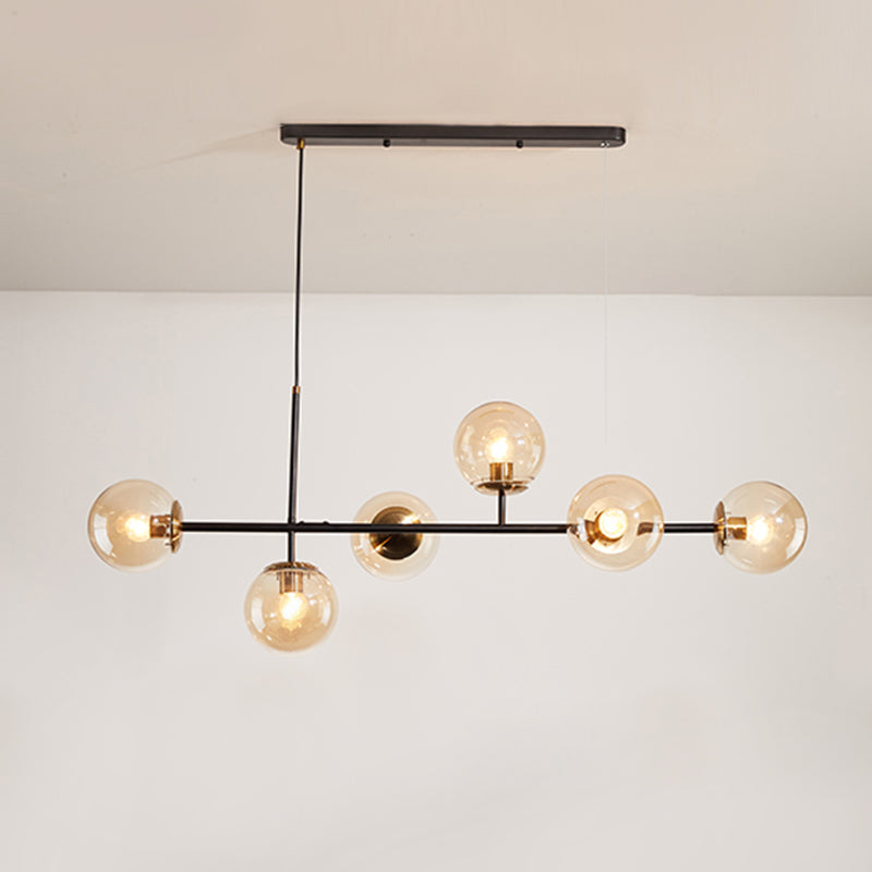 Estilo moderno de forma esférica luces de isla vidrio 6 iluminación de la isla ligera