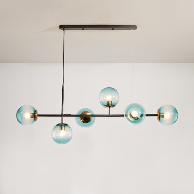 Estilo moderno de forma esférica luces de isla vidrio 6 iluminación de la isla ligera
