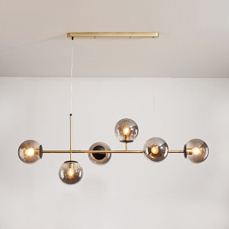 Estilo moderno de forma esférica luces de isla vidrio 6 iluminación de la isla ligera
