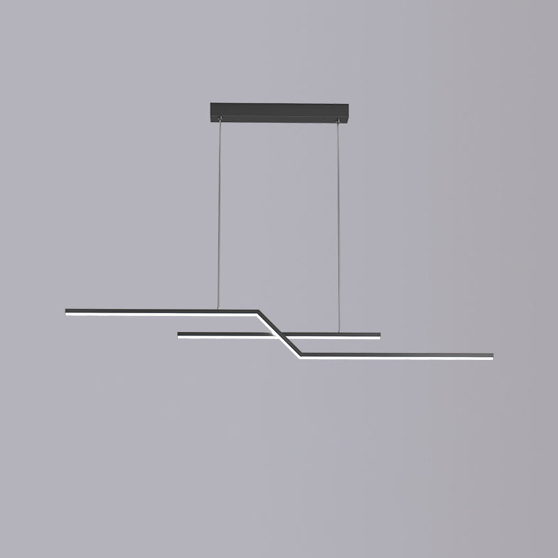 2 Light Linear Island Lights Contemporary Metal Island Pendants for Kitchen