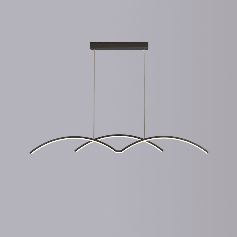 2 Light Linear Island Lights Contemporary Metal Island Pendants for Kitchen