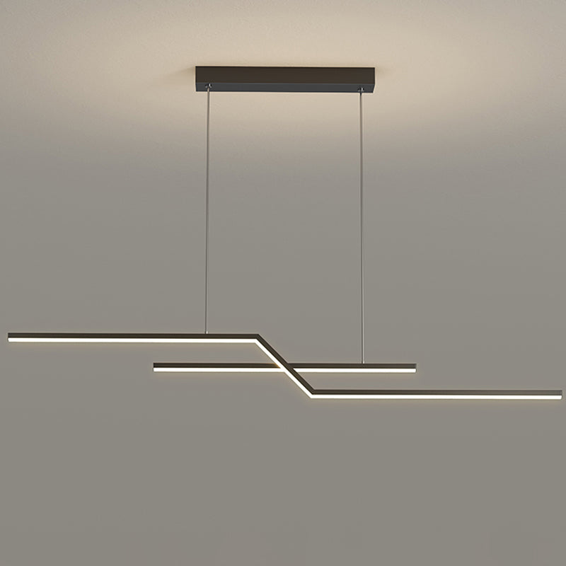 2 Light Linear Island Lights Contemporary Metal Island Pendants for Kitchen