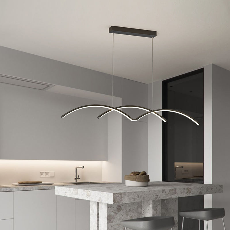 2 Light Linear Island Lights Contemporary Metal Island Pendants for Kitchen