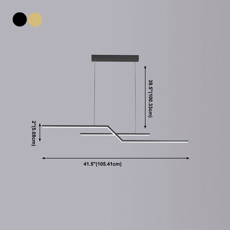 2 Light Linear Island Lights Contemporary Metal Island Pendants for Kitchen