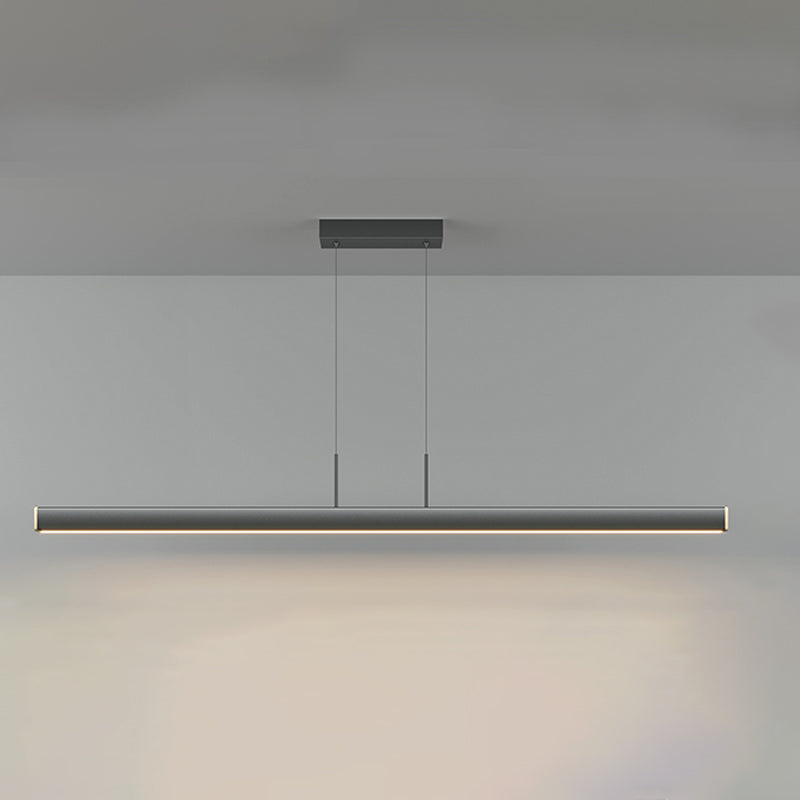 1 Leichte lineare Insellichter zeitgenössischer Metal Island -Anhänger in Schwarz