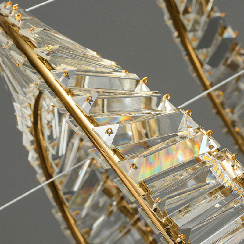 Modern Creative LED Pendant Light Crystal Circular Chandelier for Living Room