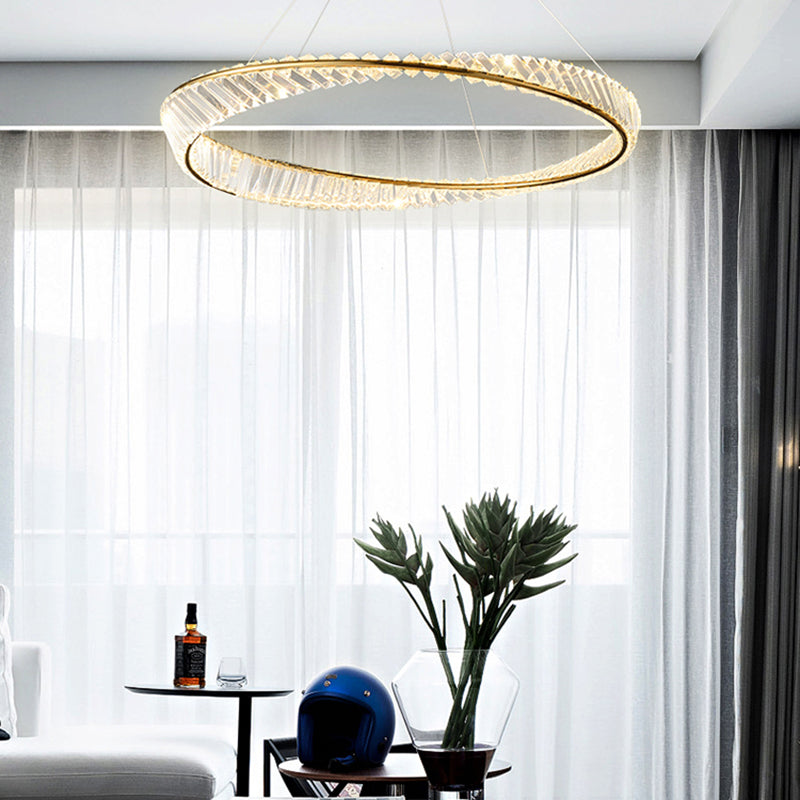 Modern Creative LED Pendant Light Crystal Circular Chandelier for Living Room