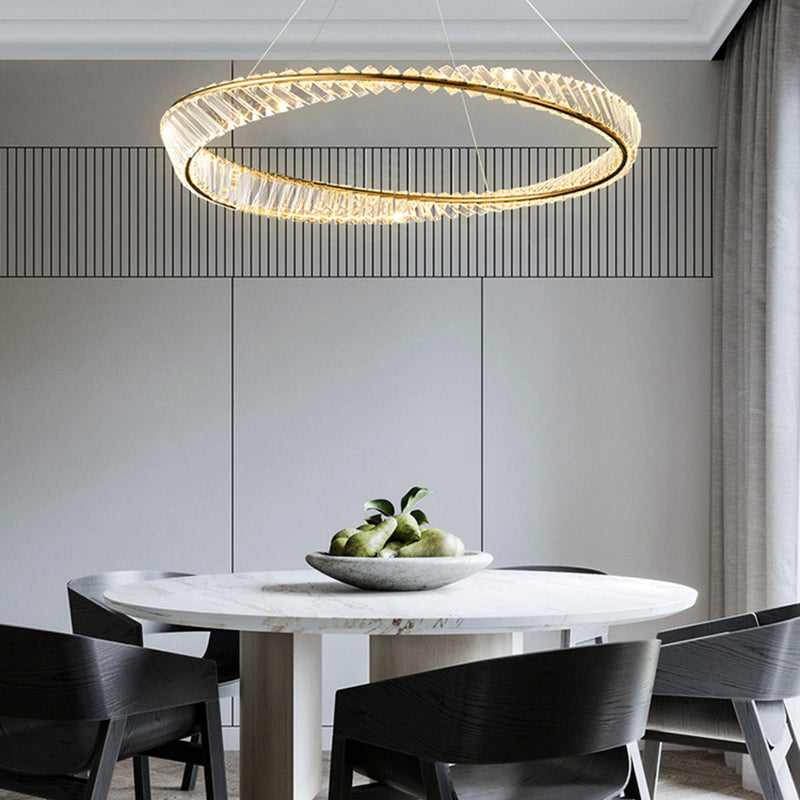Modern Creative LED Pendant Light Crystal Circular Chandelier for Living Room