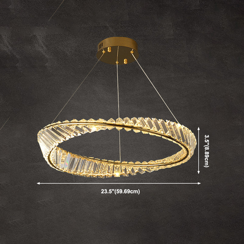 Modern Creative LED Pendant Light Crystal Circular Chandelier for Living Room
