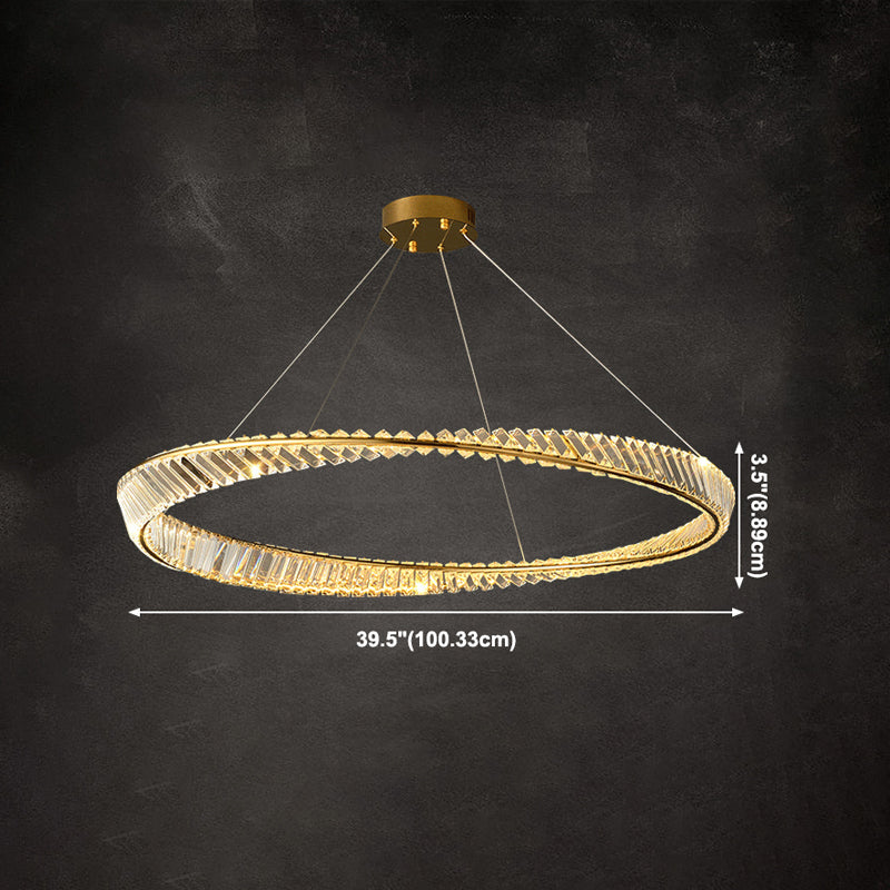 Modern Creative LED Pendant Light Crystal Circular Chandelier for Living Room