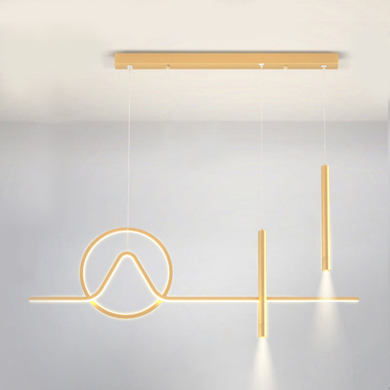 4 Licht geometrische Insellichter zeitgenössische Metal -Inselbeleuchtungsideen