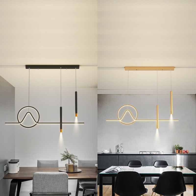 4 Licht geometrische Insellichter zeitgenössische Metal -Inselbeleuchtungsideen