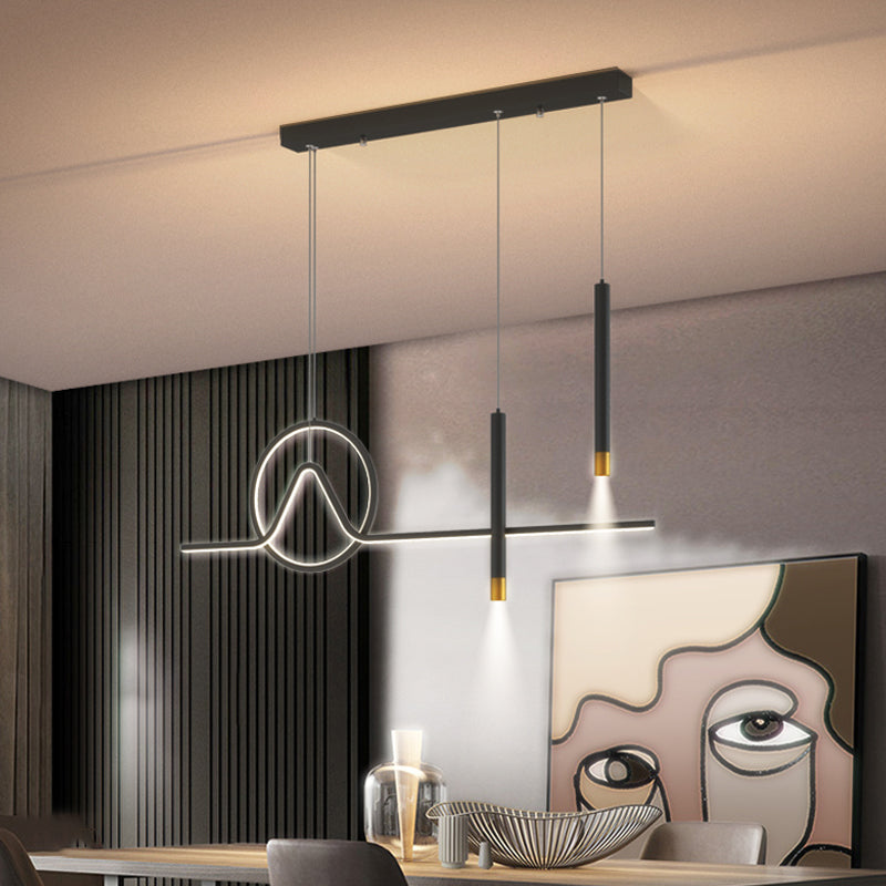 4 Licht geometrische Insellichter zeitgenössische Metal -Inselbeleuchtungsideen